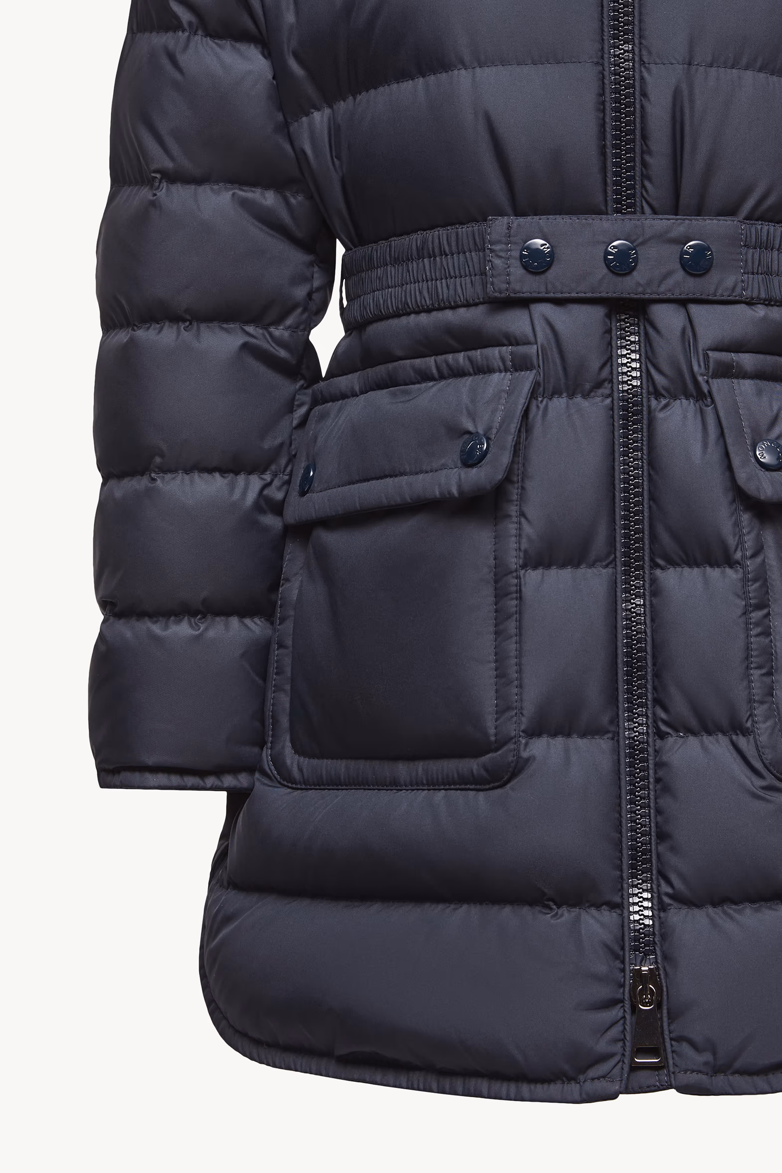 Pasenza Belted Hooded Down Jacket Girl Blue Moncler 5